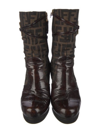 Fendi Zucca FF Logo Canvas Boots