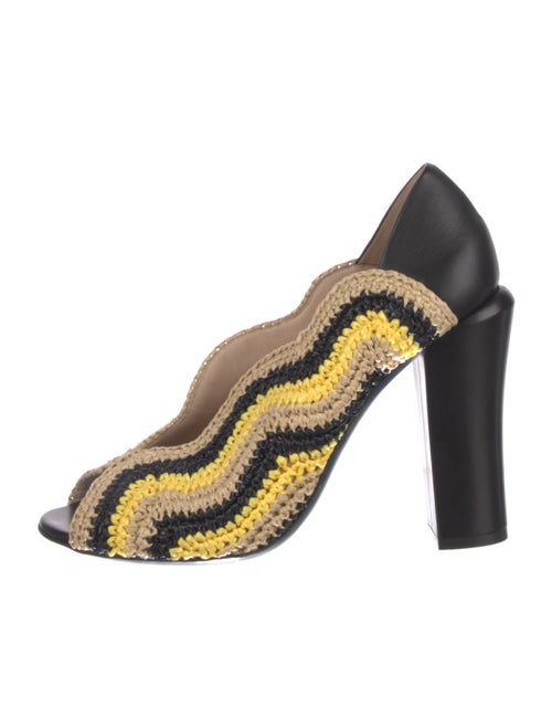 Fendi Raffia Colorblock Pattern Mules