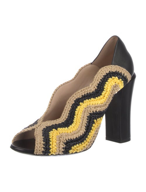 Fendi Raffia Colorblock Pattern Mules