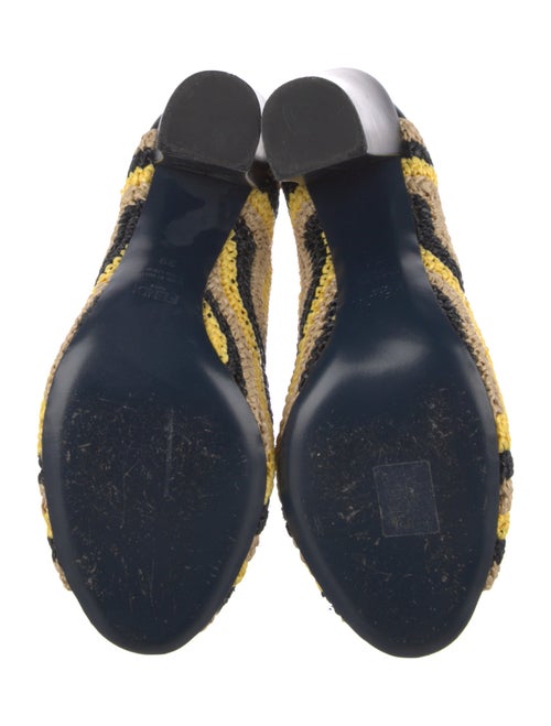 Fendi Raffia Colorblock Pattern Mules