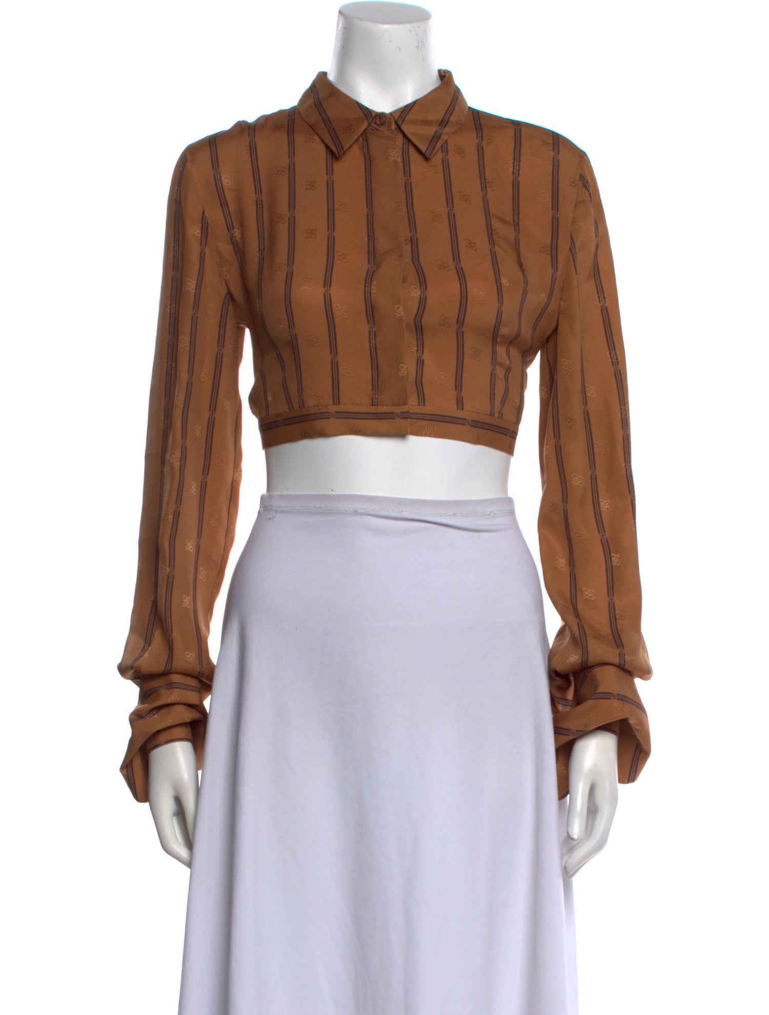 Fendi Silk Mock Neck Crop Top