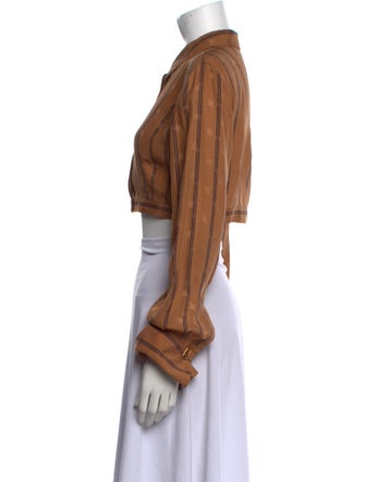 Fendi Silk Mock Neck Crop Top