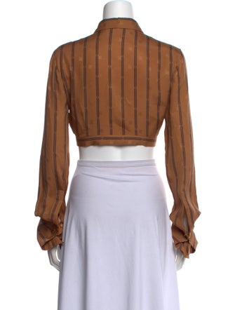 Fendi Silk Mock Neck Crop Top