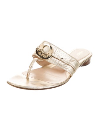 Fendi Zucca FF Logo Leather Slides