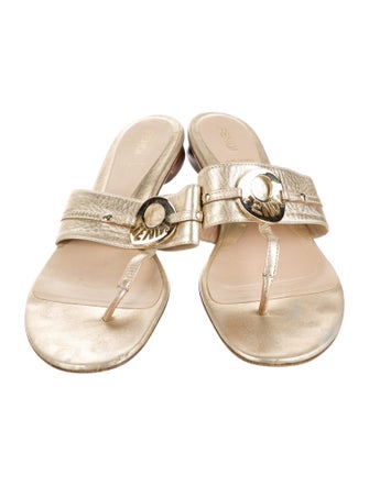 Fendi Zucca FF Logo Leather Slides