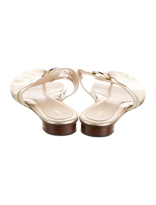 Fendi Zucca FF Logo Leather Slides