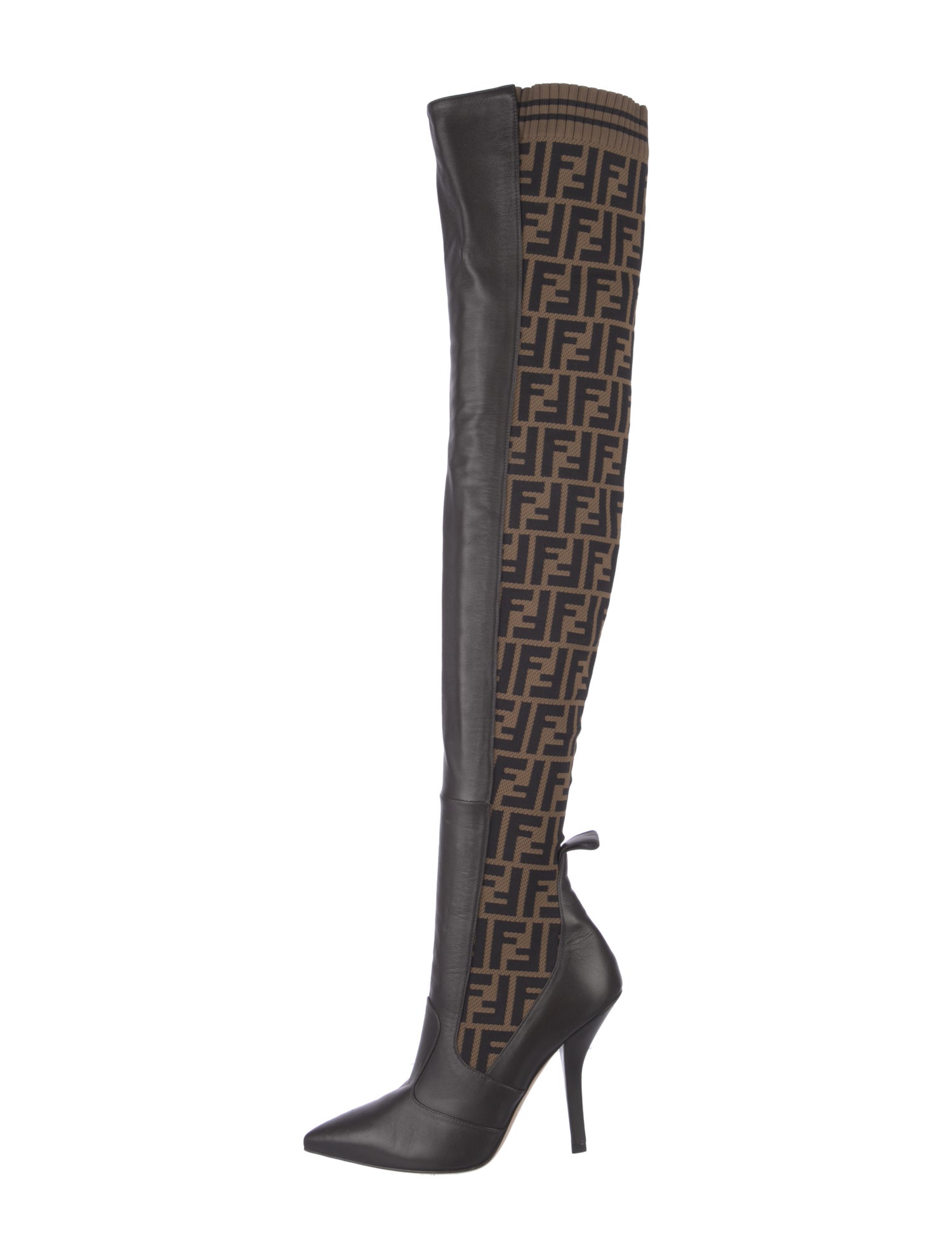 Fendi Zucca FF Logo Leather Sock Boots