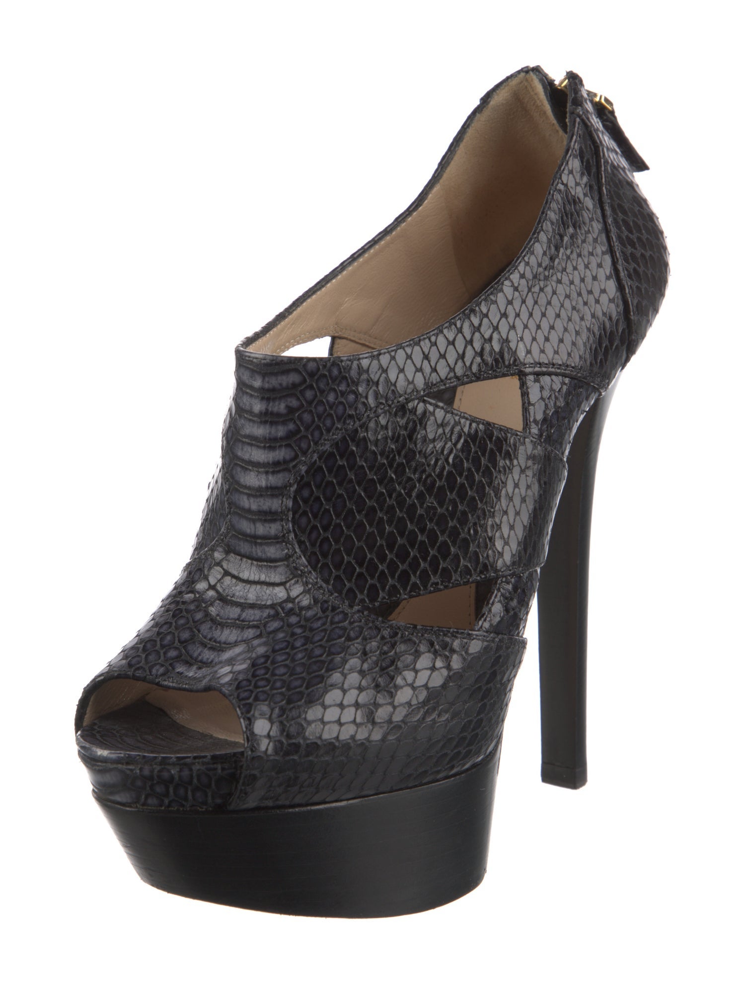 Fendi Zucca FF Logo Snakeskin Pumps