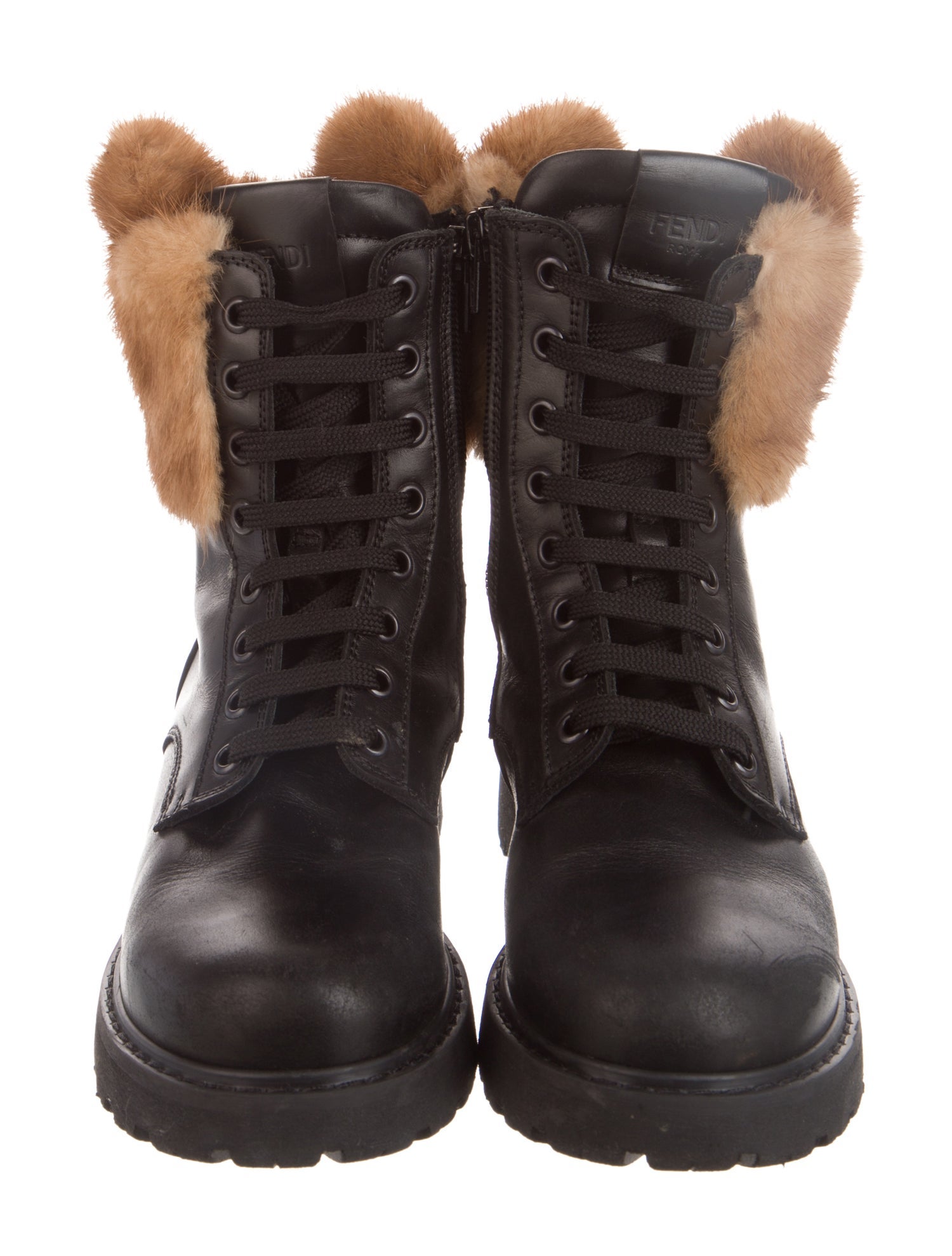 Fendi Leather Combat Boots