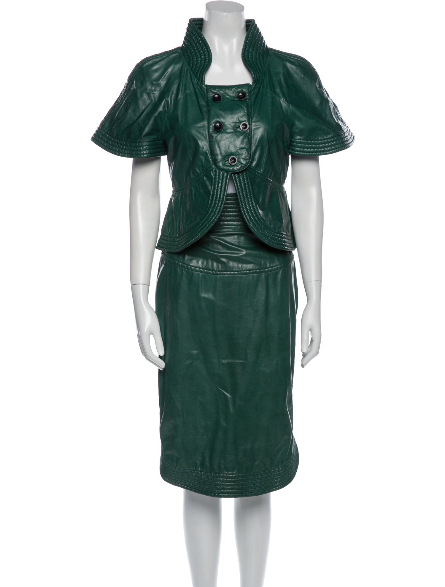 Fendi Vintage Leather Skirt Set