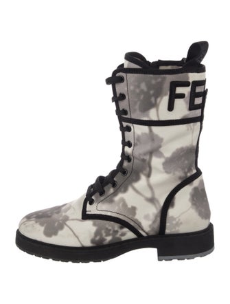 Fendi Canvas Printed Combat Boots