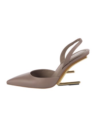 Fendi Leather Colorblock Pattern Slingback Pumps