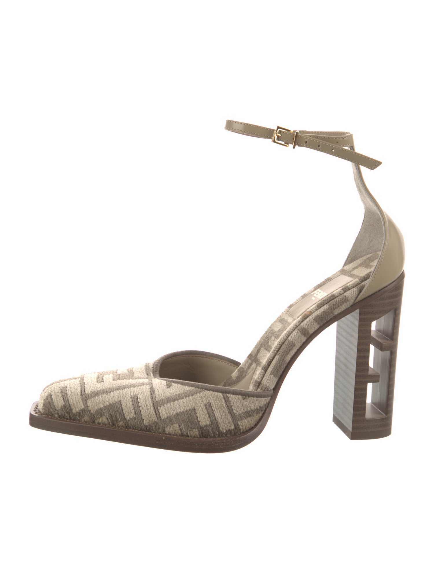 Fendi Zucca FF Logo Velvet D'Orsay Pumps