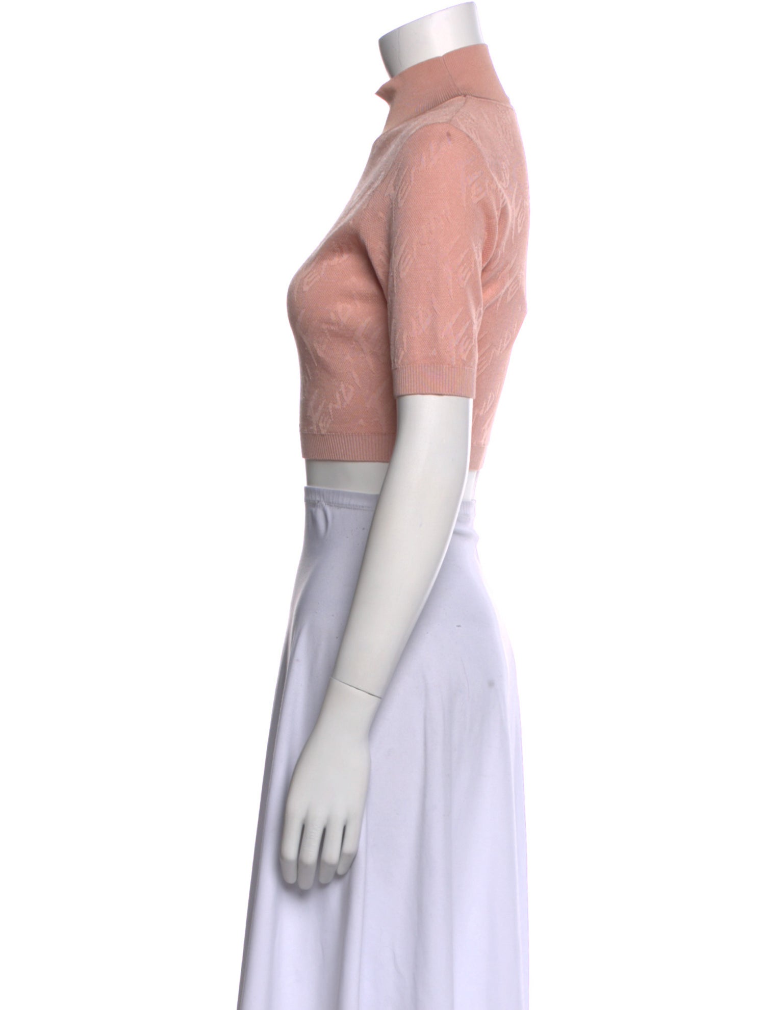 Fendi Turtleneck Short Sleeve Crop Top