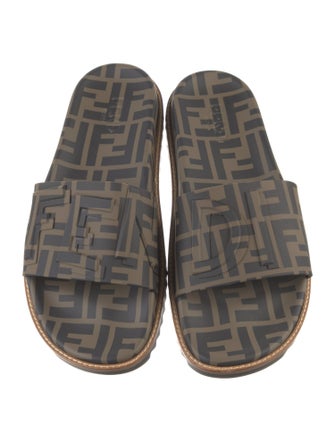 Fendi Zucca FF Logo Rubber Slides