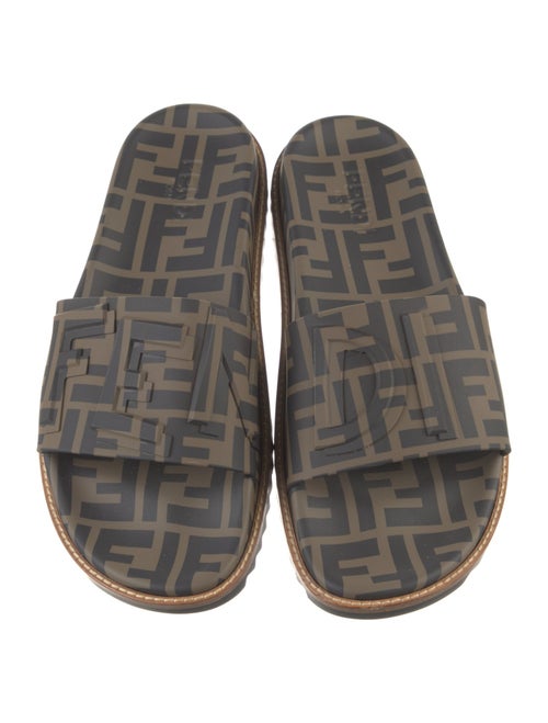 Fendi Zucca FF Logo Rubber Slides