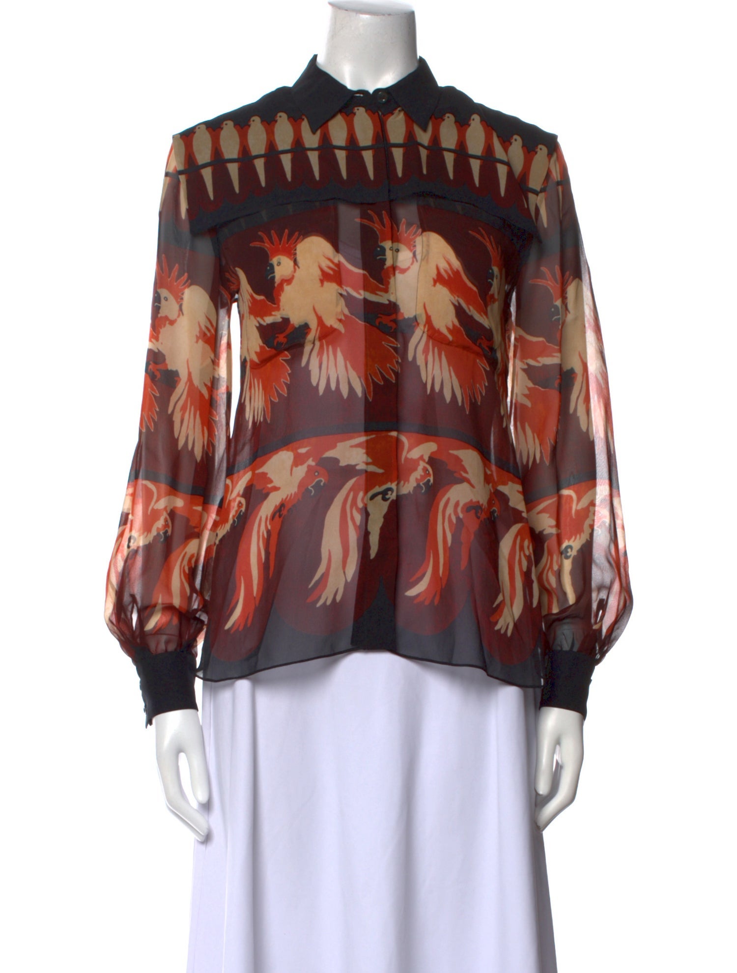 Fendi Printed Mock Neck Blouse