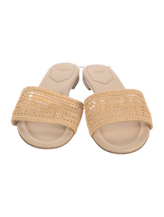 Fendi Intrecciato Weave Leather Slides