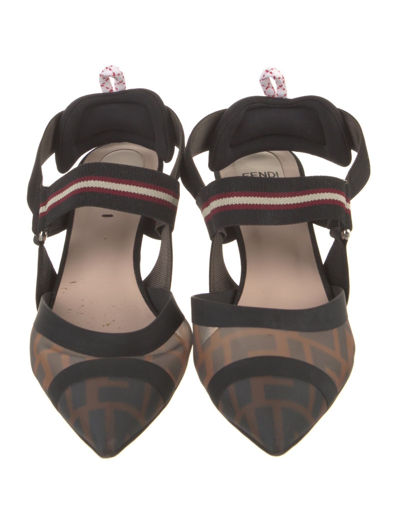 Fendi Zucca FF Logo Mesh Slingback Pumps