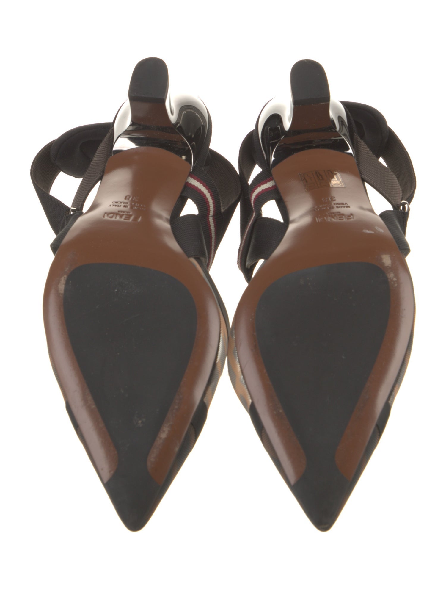 Fendi Zucca FF Logo Mesh Slingback Pumps