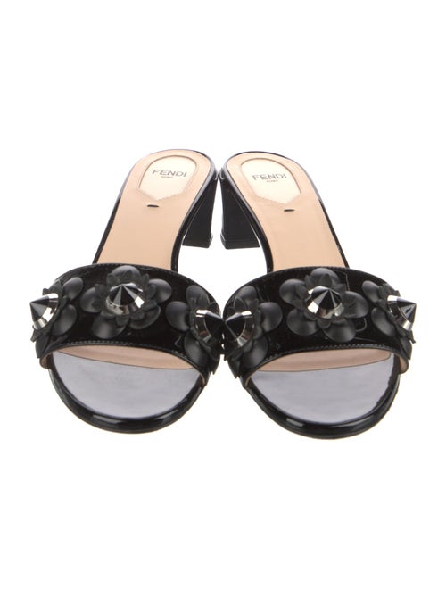 Fendi Patent Leather Studded Accents Slides