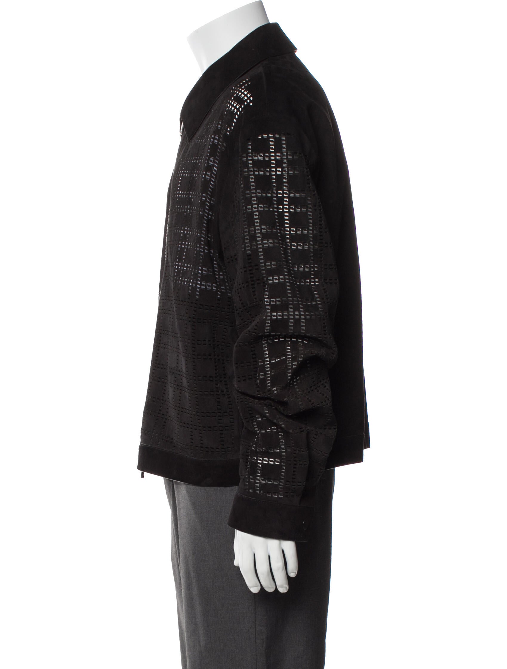 Fendi Zucca FF Logo Calf Leather Moto Jacket