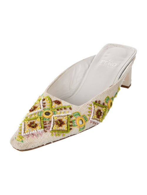 Fendi Printed Embroidered Accent Mules