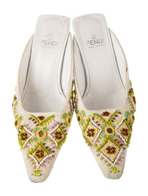 Fendi Printed Embroidered Accent Mules