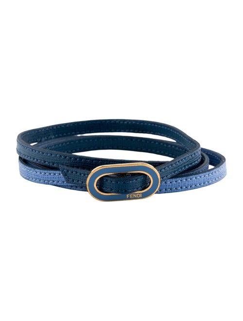 Fendi Leather & Enamel Double Wrap Bracelet