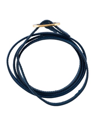 Fendi Leather & Enamel Double Wrap Bracelet