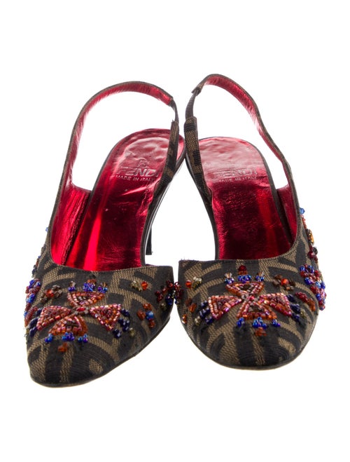 Fendi Zucca FF Logo Canvas Slingback Pumps