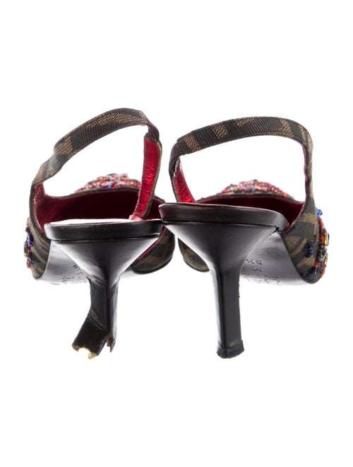 Fendi Zucca FF Logo Canvas Slingback Pumps