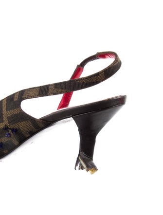 Fendi Zucca FF Logo Canvas Slingback Pumps