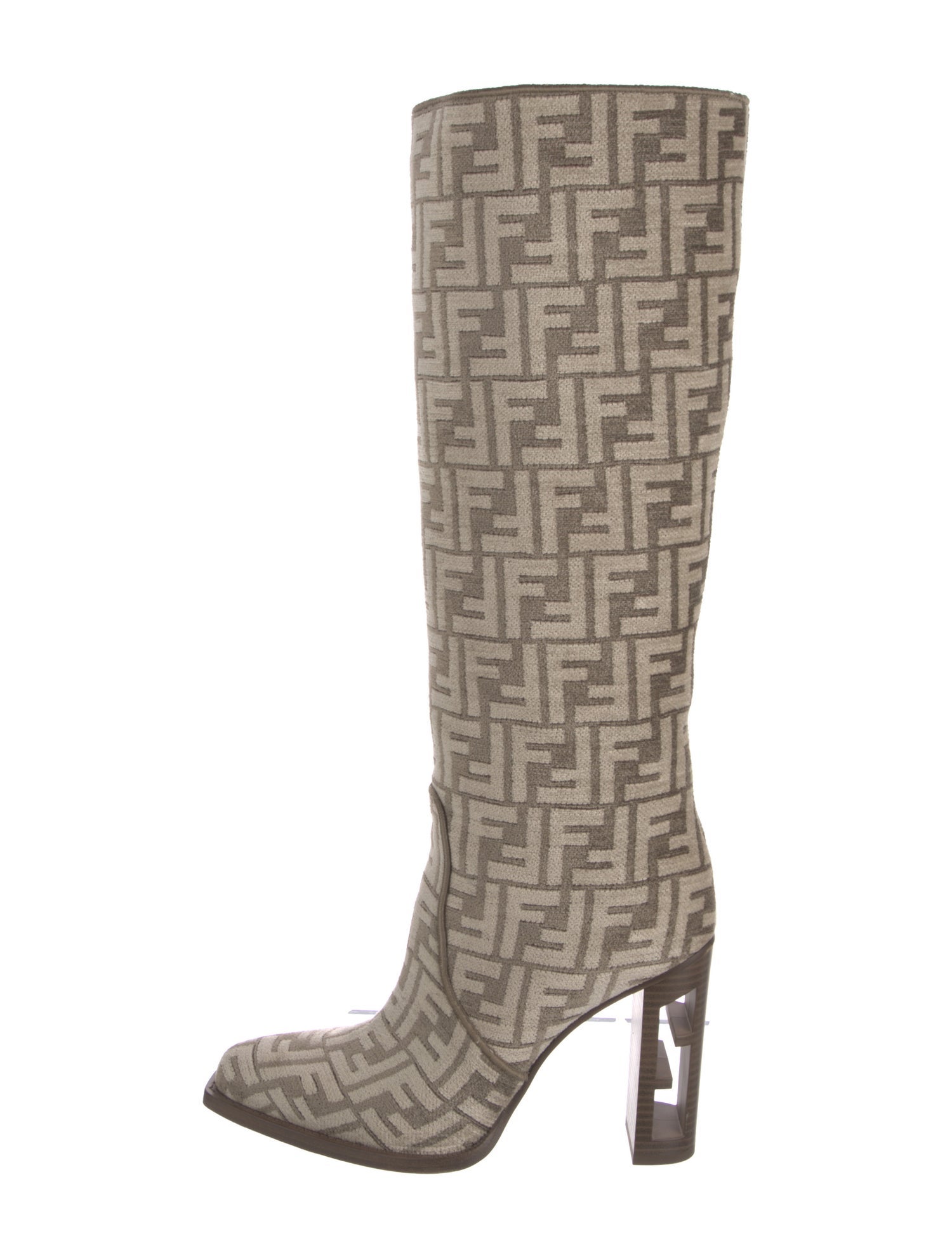 Fendi Zucca FF Logo Velvet Boots