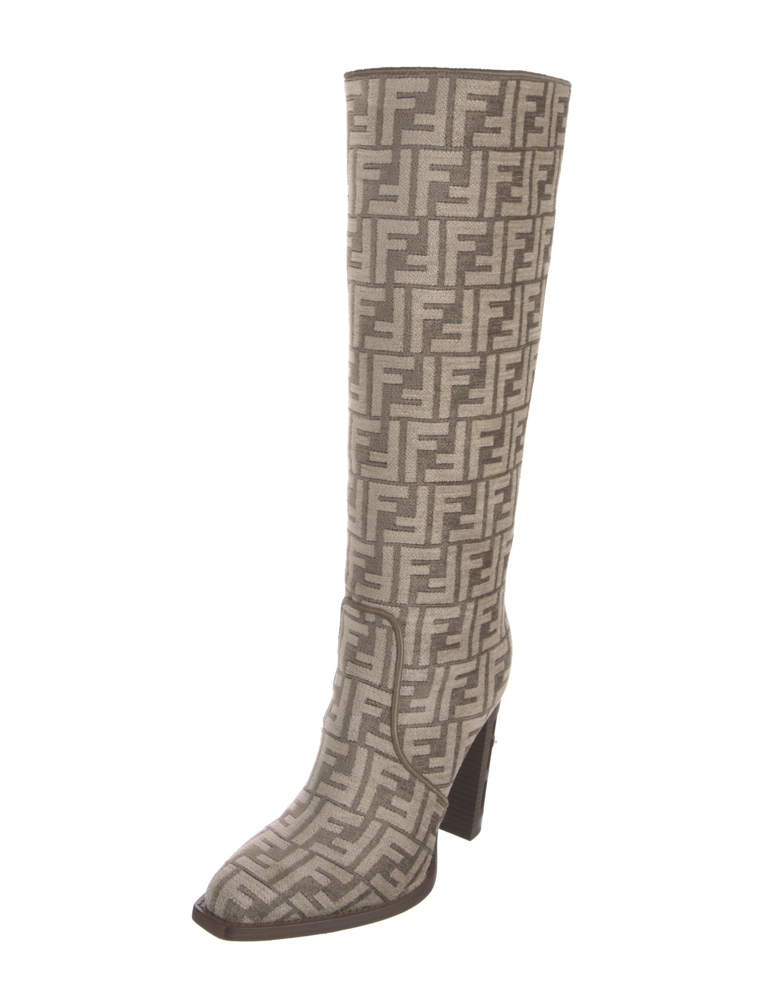 Fendi Zucca FF Logo Velvet Boots