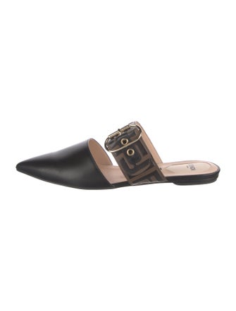 Fendi Zucca FF Logo Leather Mules