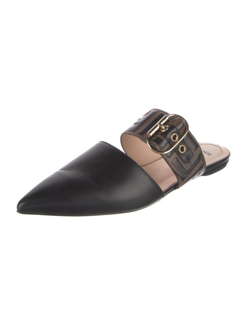 Fendi Zucca FF Logo Leather Mules