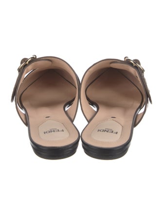 Fendi Zucca FF Logo Leather Mules