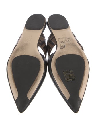 Fendi Zucca FF Logo Leather Mules