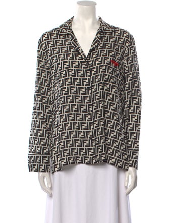 Fendi Silk Printed Button-Up Top
