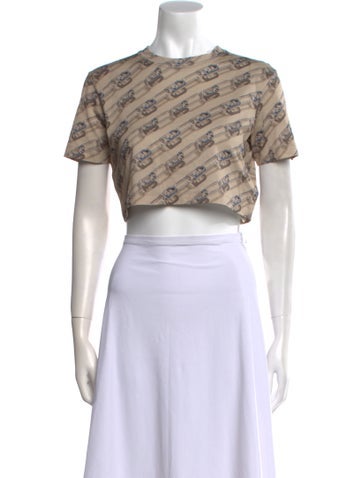 Fendi Tops Printed Crew Neck Crop Top M