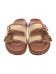 Fendi Raffia Leather Trim Embellishment Slides