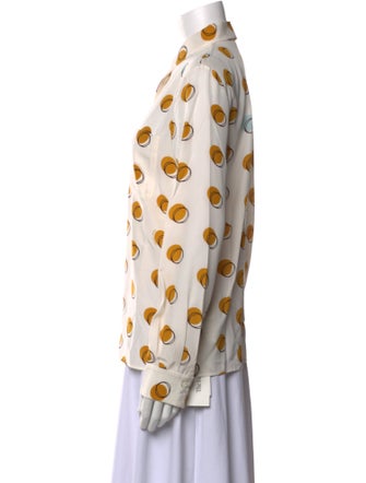 Fendi Silk Polka Dot Print Button-Up Top