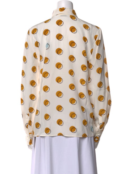 Fendi Silk Polka Dot Print Button-Up Top