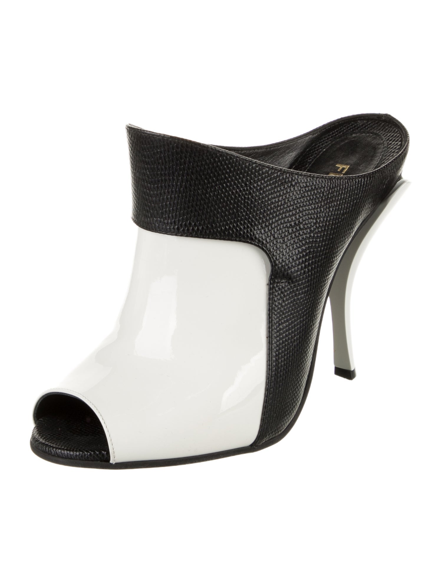 Fendi Leather Colorblock Pattern Mules