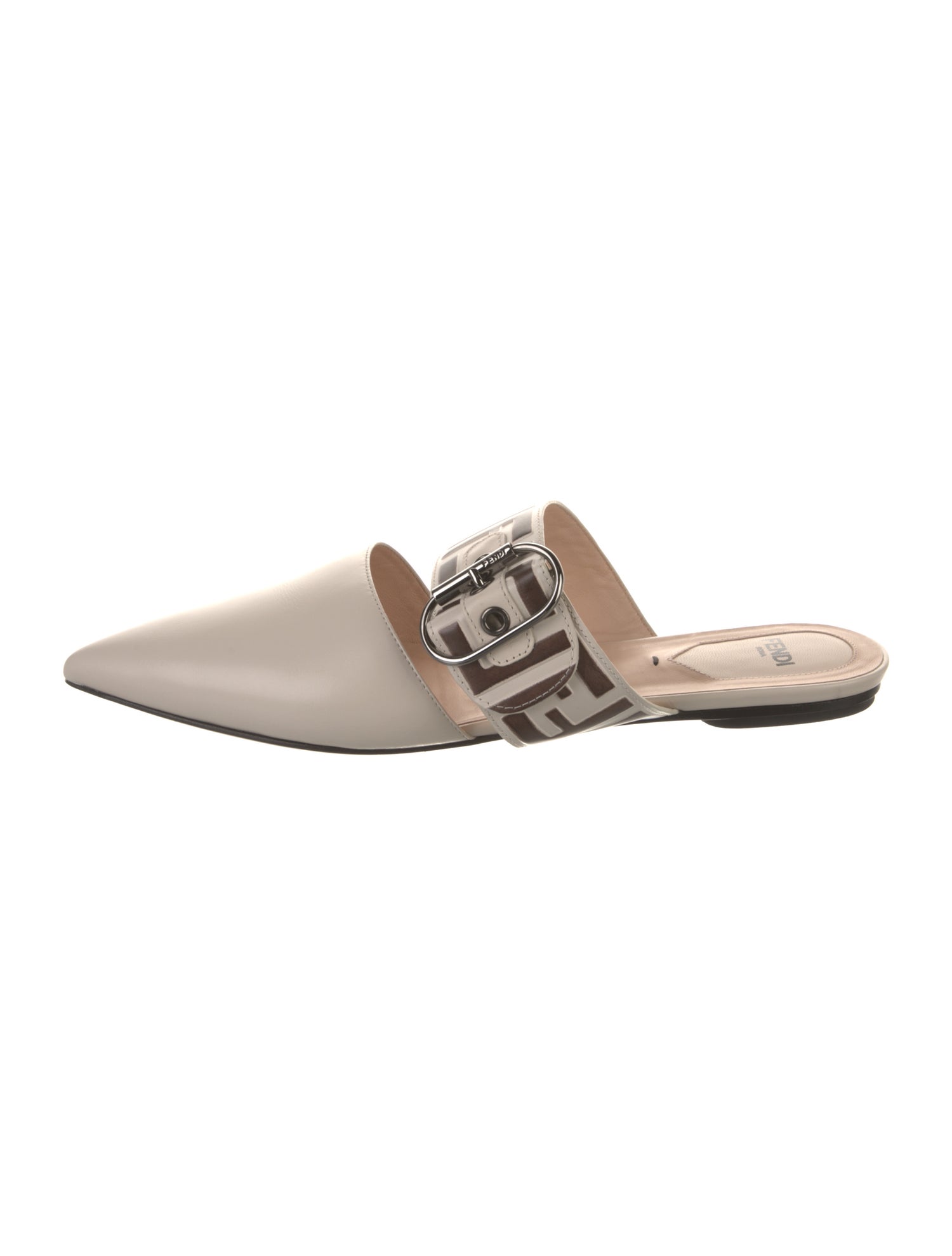 Fendi Zucca FF Logo Leather Mules