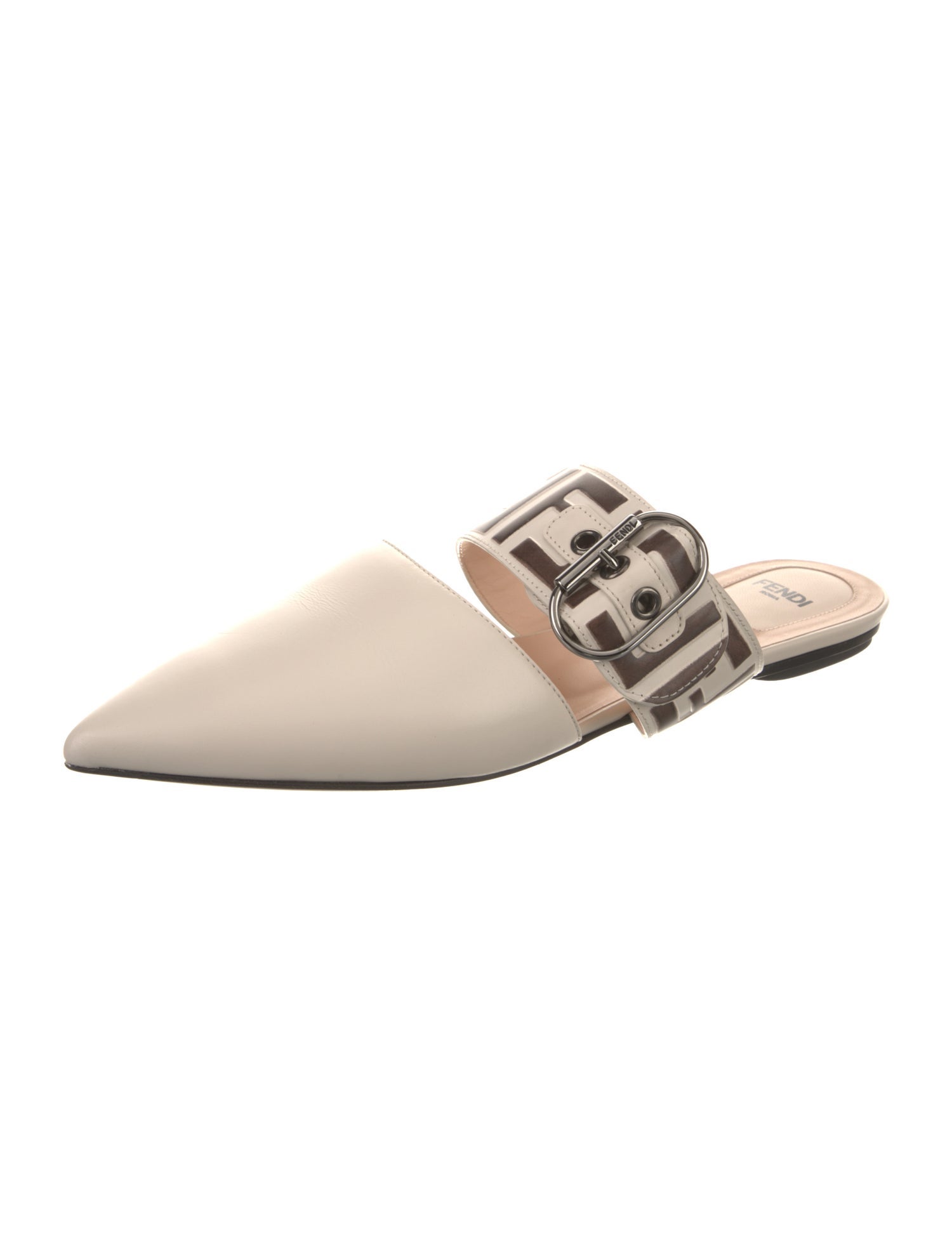 Fendi Zucca FF Logo Leather Mules