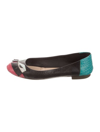 Fendi Monsters Motif Leather Ballet Flats