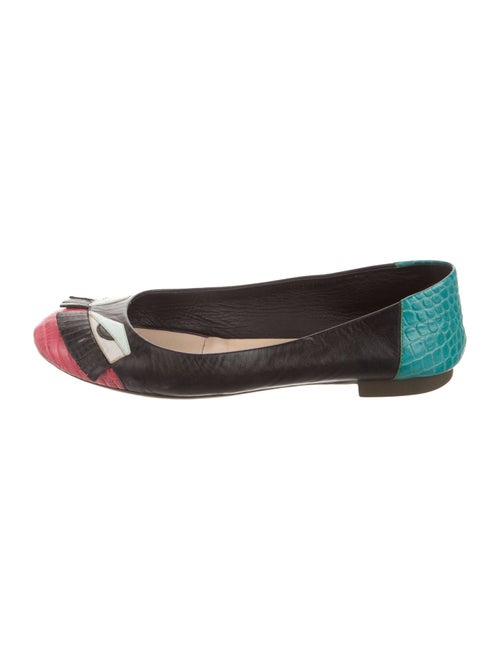 Fendi Monsters Motif Leather Ballet Flats