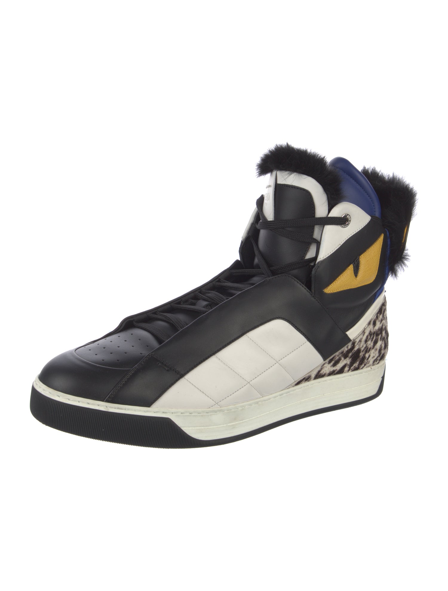 Fendi Monsters Motif Leather Sneakers